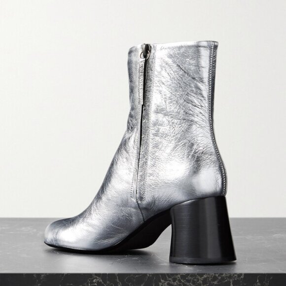 KHAITE Admiral Metallic Crinkled-leather Ankle Boots - Silver - Picture 3 of 4